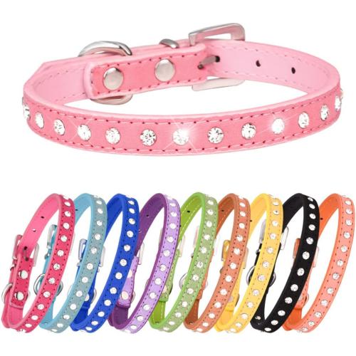Rhinestone Dog Collars for Small Dogs Bling Puppy Collar Girl Cute Sparkly Glitter Crystal Diamond Cat Collar for Kittens XXS XS Small Medium Female Pets, Black M