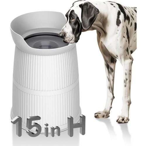 Elevated Dog Bowls Large Sized,15.4in High Raised Stand,4.4L No Spill Dog Water Bowl,Stainless Steel Bowl,Adjustable,Non-tip,Non-Slip, Water Dispenser for Large Medium Pets