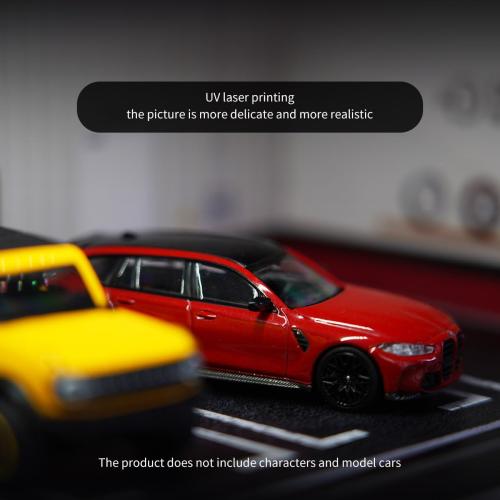 1/64 Diorama Display Case with LED Lights, Model Car Display and Storage, Compatible with Hot-Wheels Match-Box Mini GT Diecast Cars, Stackable Design