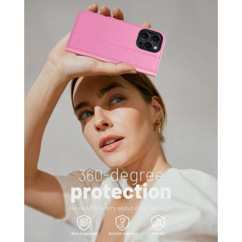 PINK OCASE Compatible with iPhone 16 Pro Max Wallet Case, PU Leather Flip Folio Case with Card Holders RFID Blocking Kickstand [Shockproof TPU Inner Shell] Phone Cover 6.9 Inch 2024, Pink
