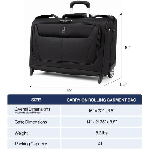 Travelpro Maxlite 5 Softside Lightweight Carry-On Upright 2 Wheel Rolling Garment Bag, Men and Women, Black, 22-Inch