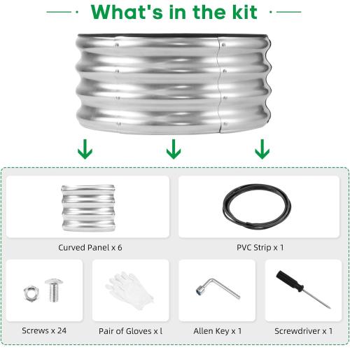 JERIA Raised Garden Bed,Galvanized Raised 2×2×1ft Planter Boxes Outdoor with Easy Assembly, Round Garden Bed for Vegetables, Fruits, Flowers