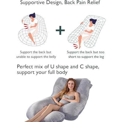 Pregnancy Pillow for Sleeping,Full Body Maternity Pillow with Removable Washable Cover,Support for Back,Hips,Legs,Belly for Pregnant Women
