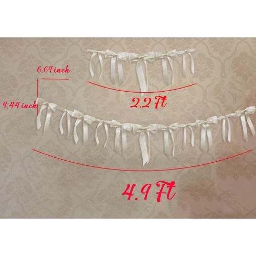 Ivory White Bow Garland Hanging Decorations, Pre-String Coquette Bow Garlands, 2Pcs Party Garlands for Bachelorette Party, Bridal Shower, Wedding Favors, Birthday Party, Engagement