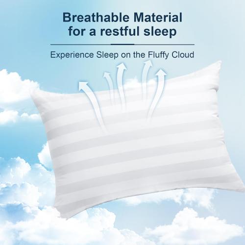 LAVANCE Pillows Queen Size Set of 2 Hotel Collection Pillows 3D Down Alternative Fiber Filling Soft Bed Pillows for Back, Stomach or Side Sleepers-1.2 White Striped, 20x28