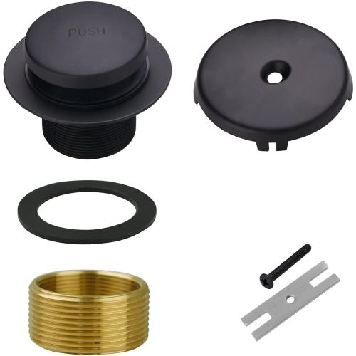 Black Bathtub Drain Tip-Toe Single Hole,Welsan Tub Drain Trim Set Conversion Kit Assembly, Coarse Thread Replacement Trim Kit with 1-Hole Overflow Faceplate Includes an Adapter, Matte Black
