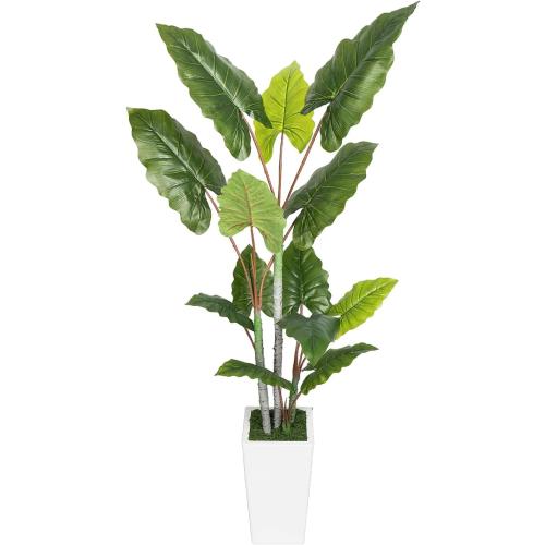 Artificial Plant Indoor 5.5FT - Fake Tree with White Tall Planter - Faux Silk Plants Tall Fake Floor Plant in Pot - Artificial Trees for Home Office Living Room Decor Indoor