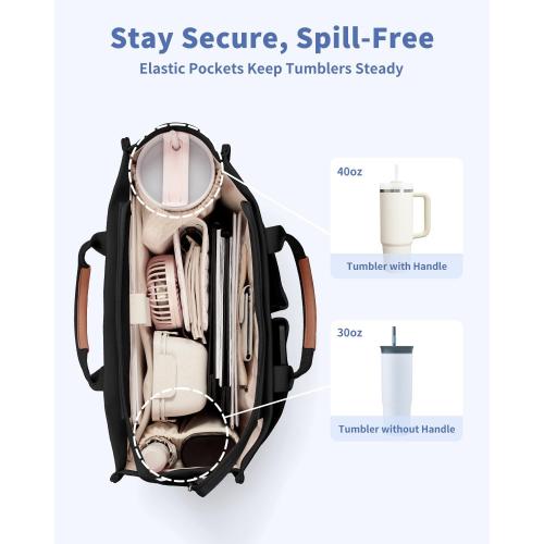 Fiotetto. ......Wandering Nature Women's Canvas Tote Bag, Laptop Work Bag with 2 Cup Holders, Shoulder Bag for Nurse and Teacher.