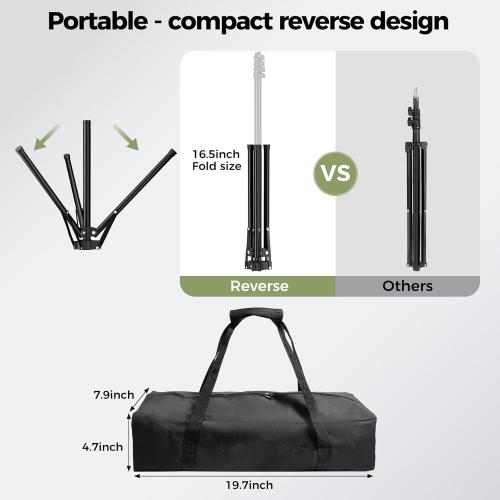 EMART Green Screen Backdrop Kit with Reverse Folding Base, 5x6.5ft Photo Greenscreen Background with Portable T-Shape Stand and 5 Clamps for Photography, Photoshoot, Studio Video Recording, Streaming