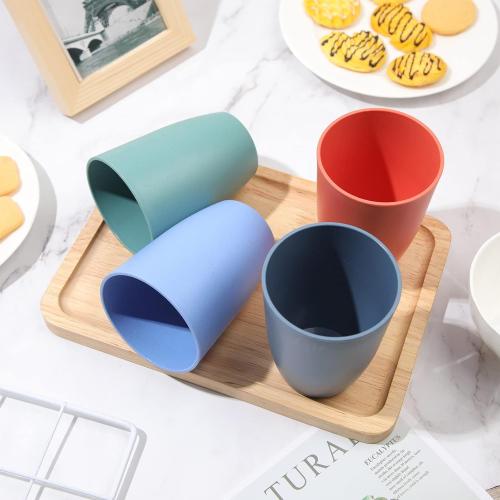 Patelai 66 Wheat Straw Plastic Cups 12 oz Reusable Glasses Set Unbreakable Plastic Tumblers Dishwasher Safe for Smoothies, Water (6 Colors)