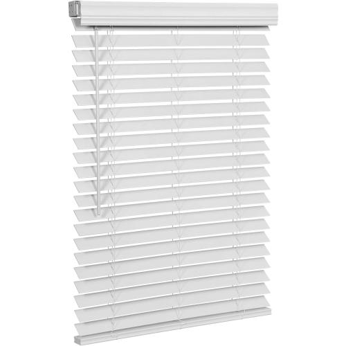 SMONTER 2 Slat Faux Wood Blinds with Crown Valance- Cordless Horizontal Blinds Room Darkening Blinds for Windows Bedroom, Bathroom, Living Room, Glass Door Interior Decor, 33 Wx 60 H