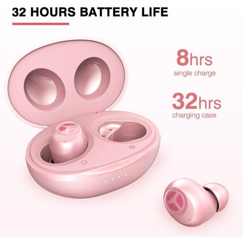 TRANYA T10 Pro Wireless Earbuds Bluetooth 5.3, 12mm Driver with Premium Deep Bass, Wireless Charging, IPX7 Waterproof, Low-Latency Game Mode in Ear Headphones -Pink