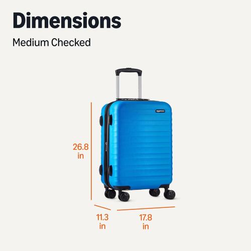 Amazon Basics 26 Hardside Medium Checked Luggage, Hardshell Suitcase With Wheels, Expandable For Up to 15% More Space, With Scratch-Resistant Surface, Four Multi-directional Wheels, Light Blue