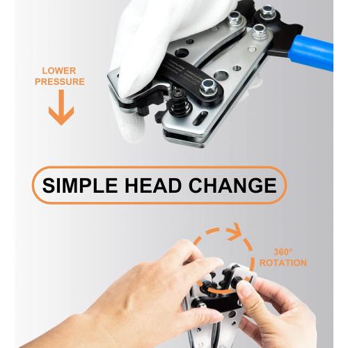 Sanuke Battery Cable Lug Crimping Tool for AWG10-1/0, Wire Crimper with 78pcs Copper Lug Ring Terminal Connectors, 110pcs Heat Shrink Tubing, Electrical Wire Crimping Tool Set