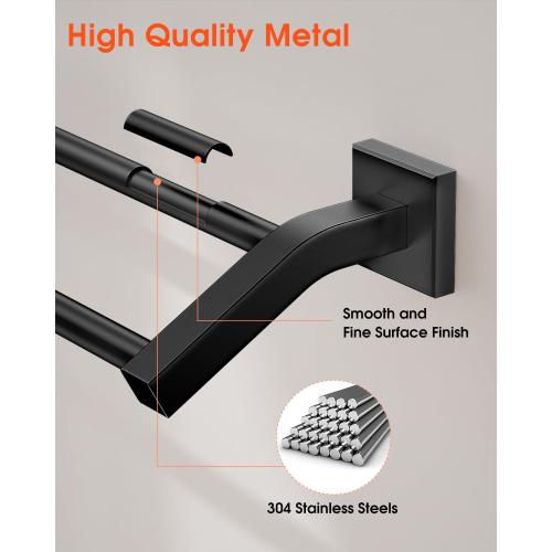 Alise Bath Double Towel Bars Towel Racks for Bathroom Lavatory,Wall Mount Towel Holder Heavy Duty SUS304 Stainless Steel Towel Hanger Towel Rail,Matte Black,32 Inch