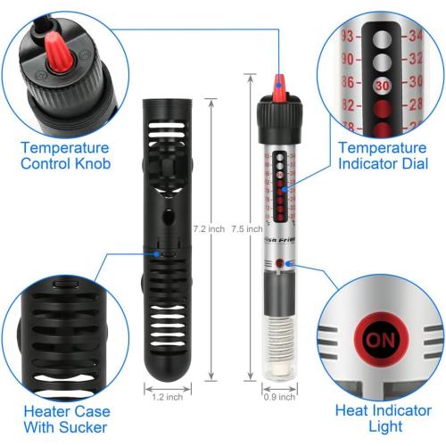 Submersible 50W Aquarium Heater Adjustable Fish Tank Heater 50 Watt