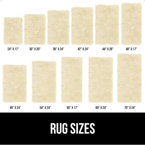 GORILLA GRIP Bath Rug Mat, Thick Soft Absorbent Chenille, Quick Dry Microfiber Mats, Rubber Backing Washable Shower Floor Rugs, US Designed Bathroom Bathmat Home Decor Accessories, 24x17, Sand