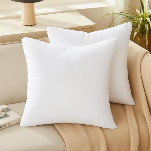 Oubonun 28x28 Throw Pillow Inserts - Supportive & Fluffy Down Alternative Pillows for Couch Sofa Bed, Machine Washable - White, Pack of 2
