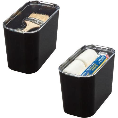 iDesign Tall Inner Storage Bin with Lid, Set of 2, The Wallspace Collection, Clear Bin