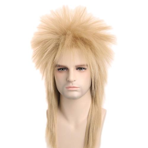 Topcosplay 70s 80s Wig for Women Men Couples Halloween Costumes Wig Rocking Punk Rocker Mullet Wig Blonde