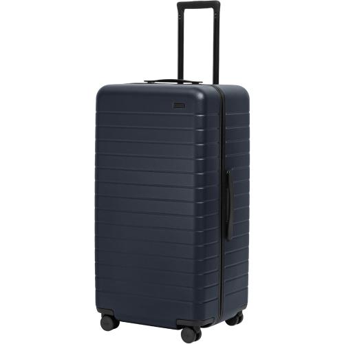 Away Trunk Checked Luggage - 31-Inch Lightweight Hardside Suitcase with 360° WhisperGlide Spinner Wheels, Interior Compression System, TSA-Accepted Lock - Navy Blue