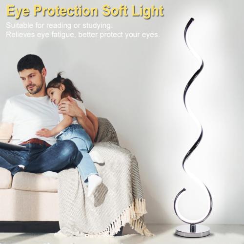 Modern Floor Lamps for Living Room, 40W Dimmable LED Spiral Floor Lamp with Remote, Adjustable Colors & Brightness Standing Lamp Reading Lamp Corner Floor Lamp for Bedroom, Office - Silver