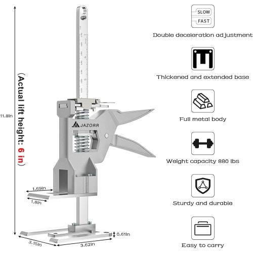 2Pcs Metal Labor Saving Arm Jack, Load-Bearing 440 lb Multi-Function Height Adjustment Lifting Device Arm Tool Lift Wall Tile Locator Door Panel Lifting Cabinet Jack Board Lifter
