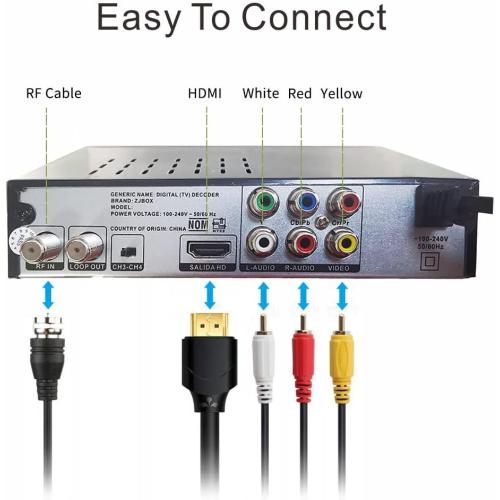 Digital TV Converter Box, ATSC Tv Tuner - ZJBOX for Analog HDTV Live 1080P with Recording&Playback,HDMI Output, Timer Setting TV Tuner Function Digital Channel Free