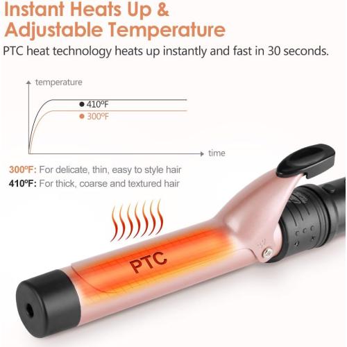 6-in-1 Curling Iron, Professional Instant Heat Up Hair Curling Wand Set with 6 Interchangeable Ceramic Barrels (0.35'' to 1.25'') and 2 Temperature Adjustments, Heat Protective Glove & 2 Clips