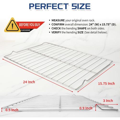 [Upgraded] 2Pcs Range Oven Racks W10256908 for Whirlpool/KitchenAid/Roper/Maytag/Kenmore Range, Replaces W10138079, 3195710, W10179196, 24 x 15.75 Size, Not Universal