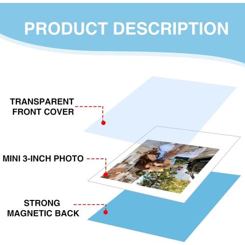 CAIYOULE 30 Pack Mini 3 Inch Magnetic Pocket Picture Frame