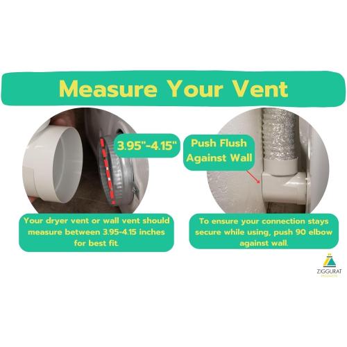 DIY Dryer Vent Connector Kit - Space Saving, Toolless Design with Airtight Seal - STV-90 by Ziggurat Products