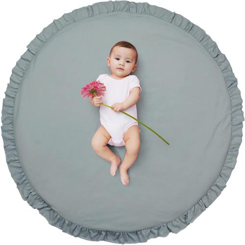 Baby Cotton Play Mat Soft Crawling Mat Detachable Washable Game Blanket Floor Playmats Kids Infant Child Activity Round Rug Home Room Decor green