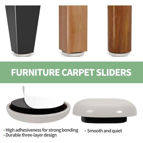 24PCS Stick Furniture Sliders – 1 Inch Sliders for Furniture On Carpet, Furniture Sliders for Hardwood Floors, Carpet & Tile, Beige Moving Sliders, Furniture Movers(16 Round   8 Square)