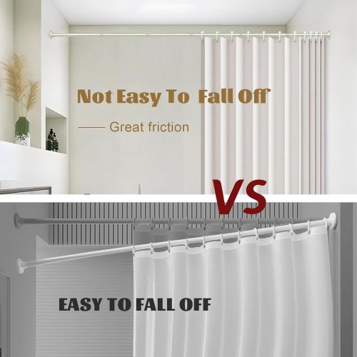 Brushed Nickel Shower Curtain Rods - 31-80 Inch Spring Tension Shower Rods for Bathroom, Adjustable, No Drilling, No Rust, Stainless Steel