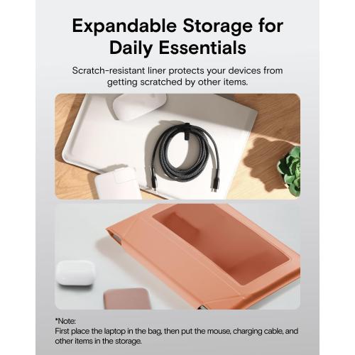 MOFT Laptop Carry Sleeve, 2-in-1 Laptop Bag & Stand for 14 MacBook Air/Pro & Dell/HP/Lenovo/Asus, Stylish Slim Computer Sleeve Bag with Expandable Storage for Computer Accessories, Night Black