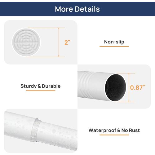 ENJOYBASICS 2 Pack Adjustable Spring Tension Curtain Rods 32 to 66 Inches, Stainless Steel White Shower Rod No Drilling for Window, Bathroom, Closet, Room Divider, 7/8 Diameter