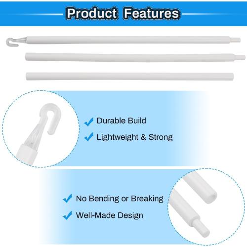 2 Pack 35 Blind Wand Replacement, White Tilt Wand with Hook and Grip for Vertical Blinds, Mini Blind Rod Stick Replacement for Window Curtains & Cordless Shades