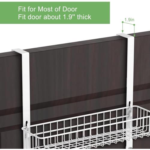 ETELI Over The Door Basket Organizer with 3 Mesh Baskets and 5 Hooks Heavy Duty Pantry Door Organizer Back of Door Storage Rack for Bathroom, Kitchen, Office, White