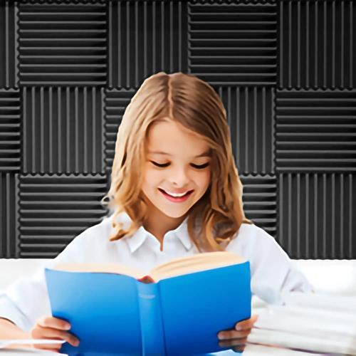 4pcs Wedge Acoustic Foam Tiles Panels,12x 12x 1Sound Proof Foam Panels,Fire Resistant,Sound Insulation for Studio,Home,Office (Color : Black)