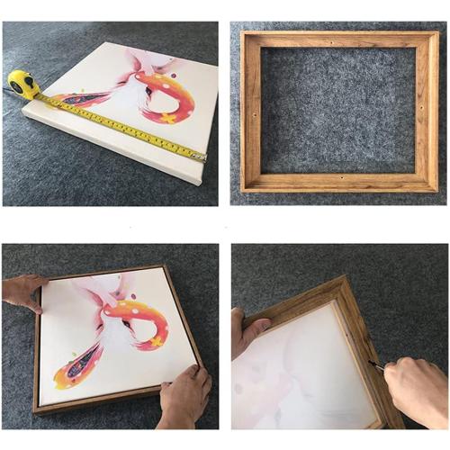 Canvas Floater Frame for 1”–1.25”Deep Gallery Wrapped Canvas, Wood-Look Floating Frame Wall Artwork for Oil Paintings, Gallery Bedroom, Living Room, Studio, Made in USA(White,8x12) beige