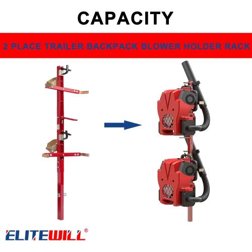 Red 2 Pack ELITEWILL 2 Place Trailer Backpack Blower Rack Storage Holder Compatible with Open Lawn Landscape Trailers Trucks - 2 Pack Backpack Blower