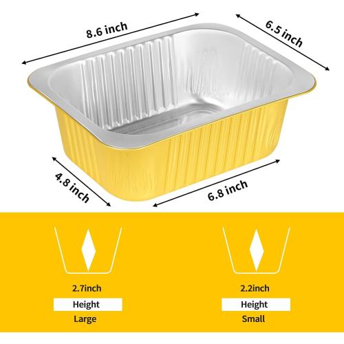 40 Pack Gold Aluminum Foil Pans with Lids,  Heavy Duty Aluminum Foil Baking Pans, Tin Foil Food Container for Baking, Heating, Cooking, Roasting, Meal Prep, Freezer