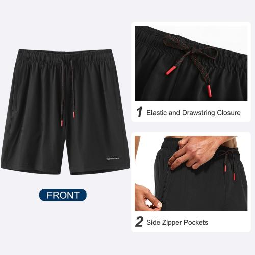 SIZE LARGEHODOSPORTS Mens 7 Swim Trunks with Compression Liner S-6XL Quick Dry Swimming Shorts Zipper Pockets Swimsuits