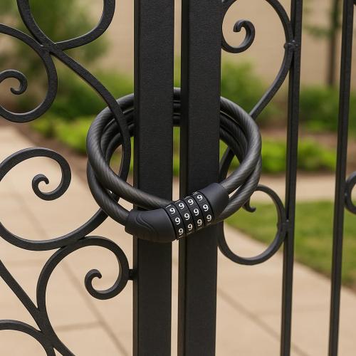 2 Pack Bike Lock Cable 4 Ft Resettable Combination Bicycle Lock 10mm Steel for Bikes Scooters Gates Outdoor Use Black