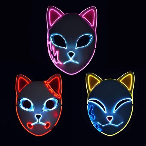 Halloween Demon Killer Mask, LED Cosplay Mask Japanese Anime with 3 Light Modes for Halloween Costume Masquerade Carnival