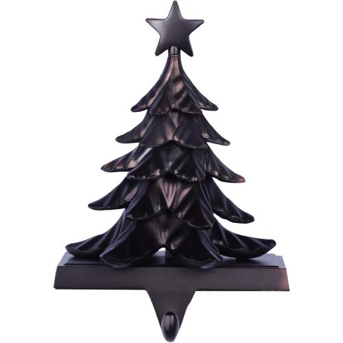 Hooqict Christmas Tree Stocking Holder Metal 3D Christmas Stocking Holder for Mantle Fireplace Christmas New Year Table Decorations Weighted Stocking Hangers with Hooks