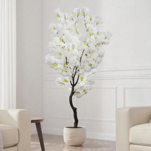 White Faux Cherry Blossoms Tree Artificial Cherry Blossom Tree Bedroom Trees for Home Decor 6FT