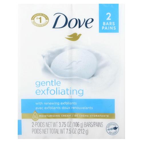Dove Gentle Exfoliating Beauty Bars, 4.25 oz bars, 2 ea (Pack of 2)