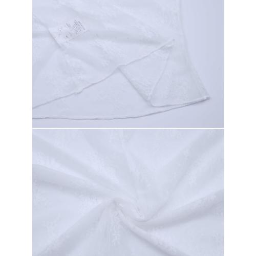 Women Sexy Lace Layering Tops Sheer Mesh Shirts Long Sleeve See Through Crop Top